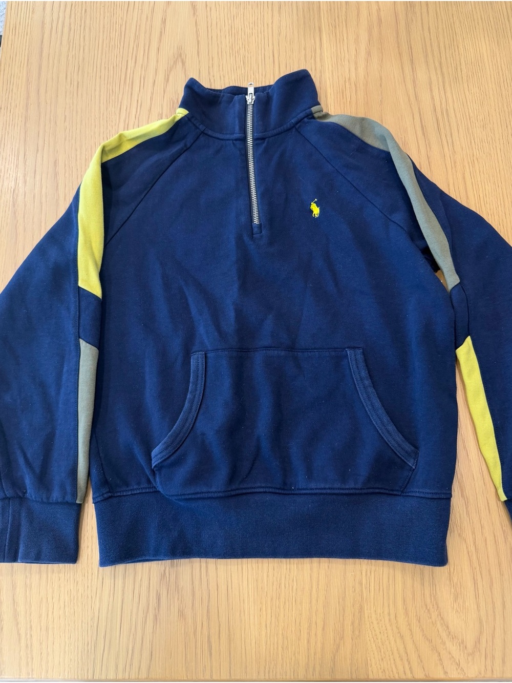 Polo by Ralph Lauren Navy Half-Zip Sweatshirt with Yellow Logo